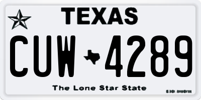 TX license plate CUW4289