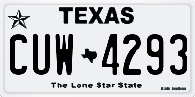 TX license plate CUW4293