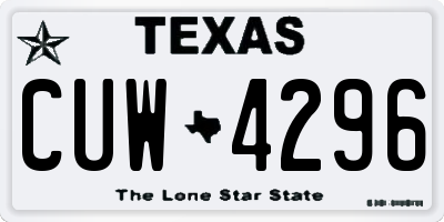 TX license plate CUW4296
