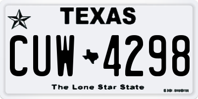 TX license plate CUW4298