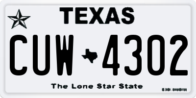 TX license plate CUW4302