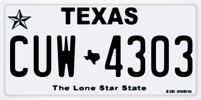 TX license plate CUW4303