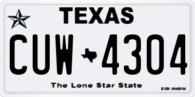 TX license plate CUW4304