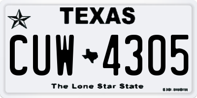 TX license plate CUW4305