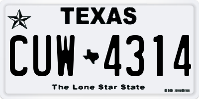 TX license plate CUW4314