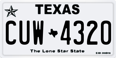 TX license plate CUW4320