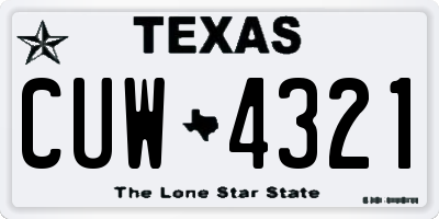 TX license plate CUW4321
