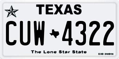 TX license plate CUW4322