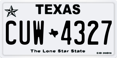 TX license plate CUW4327