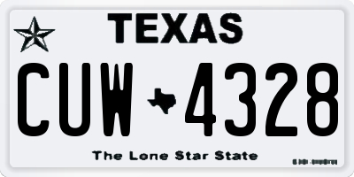 TX license plate CUW4328