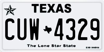 TX license plate CUW4329