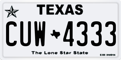 TX license plate CUW4333