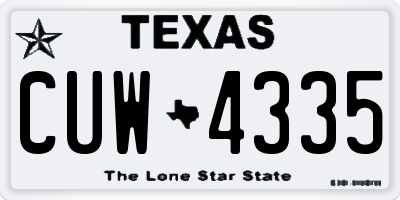 TX license plate CUW4335