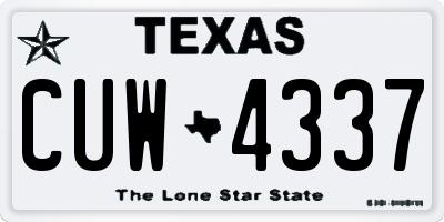TX license plate CUW4337