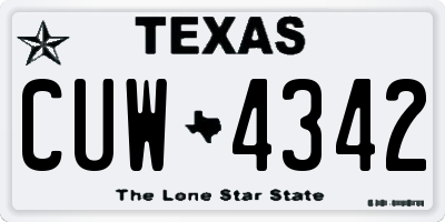 TX license plate CUW4342