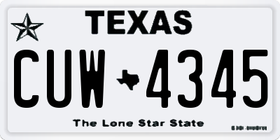 TX license plate CUW4345