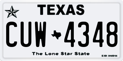 TX license plate CUW4348