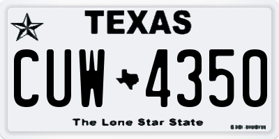 TX license plate CUW4350