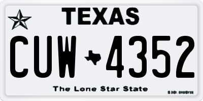 TX license plate CUW4352