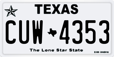 TX license plate CUW4353