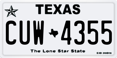 TX license plate CUW4355