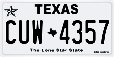 TX license plate CUW4357
