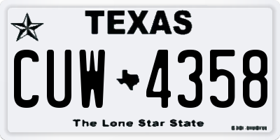 TX license plate CUW4358