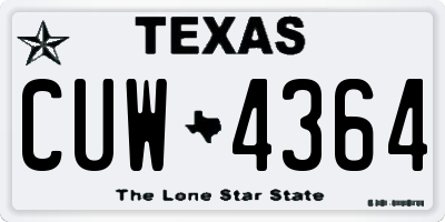TX license plate CUW4364