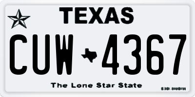 TX license plate CUW4367