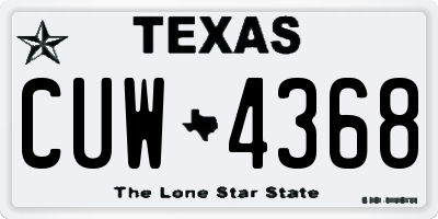 TX license plate CUW4368