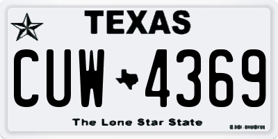 TX license plate CUW4369