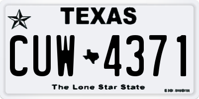 TX license plate CUW4371