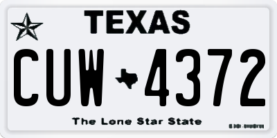 TX license plate CUW4372