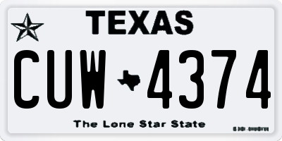TX license plate CUW4374
