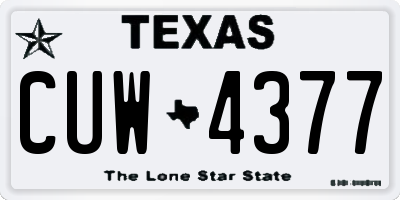 TX license plate CUW4377