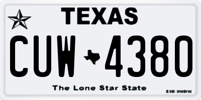 TX license plate CUW4380