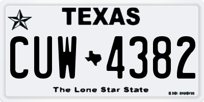 TX license plate CUW4382