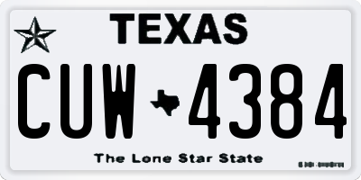 TX license plate CUW4384