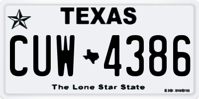 TX license plate CUW4386