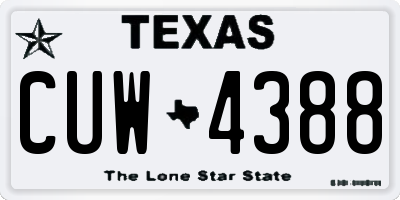 TX license plate CUW4388