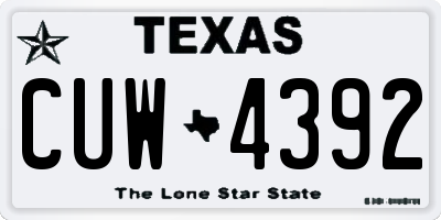 TX license plate CUW4392
