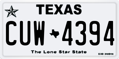 TX license plate CUW4394