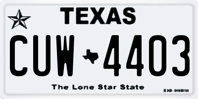 TX license plate CUW4403