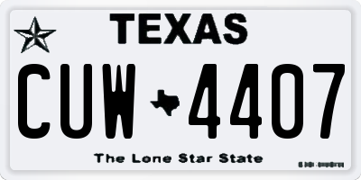 TX license plate CUW4407