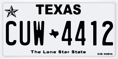 TX license plate CUW4412