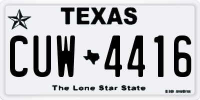 TX license plate CUW4416