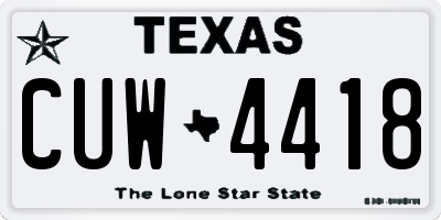 TX license plate CUW4418