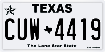 TX license plate CUW4419