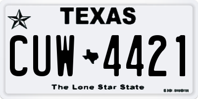 TX license plate CUW4421
