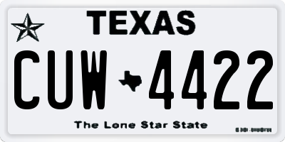 TX license plate CUW4422